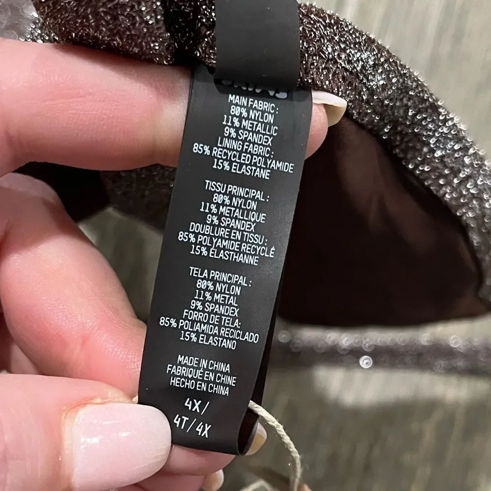 NWT Skims Gliter Swim Triangle Bikini Top Adjustable Straps Lined Cocoa Size 4X